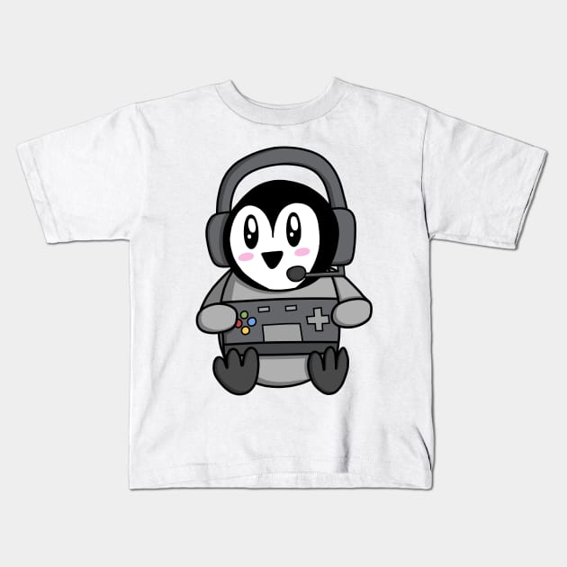 Penguin Gamer Kids T-Shirt by pako-valor